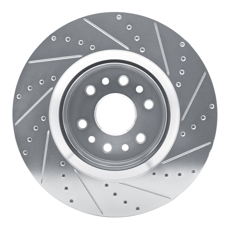 Jeep Grand Wagoneer L Brake Rotor (1) - Front Left - R1 Concepts - Drilled & Slotted - Silver - `21-`25